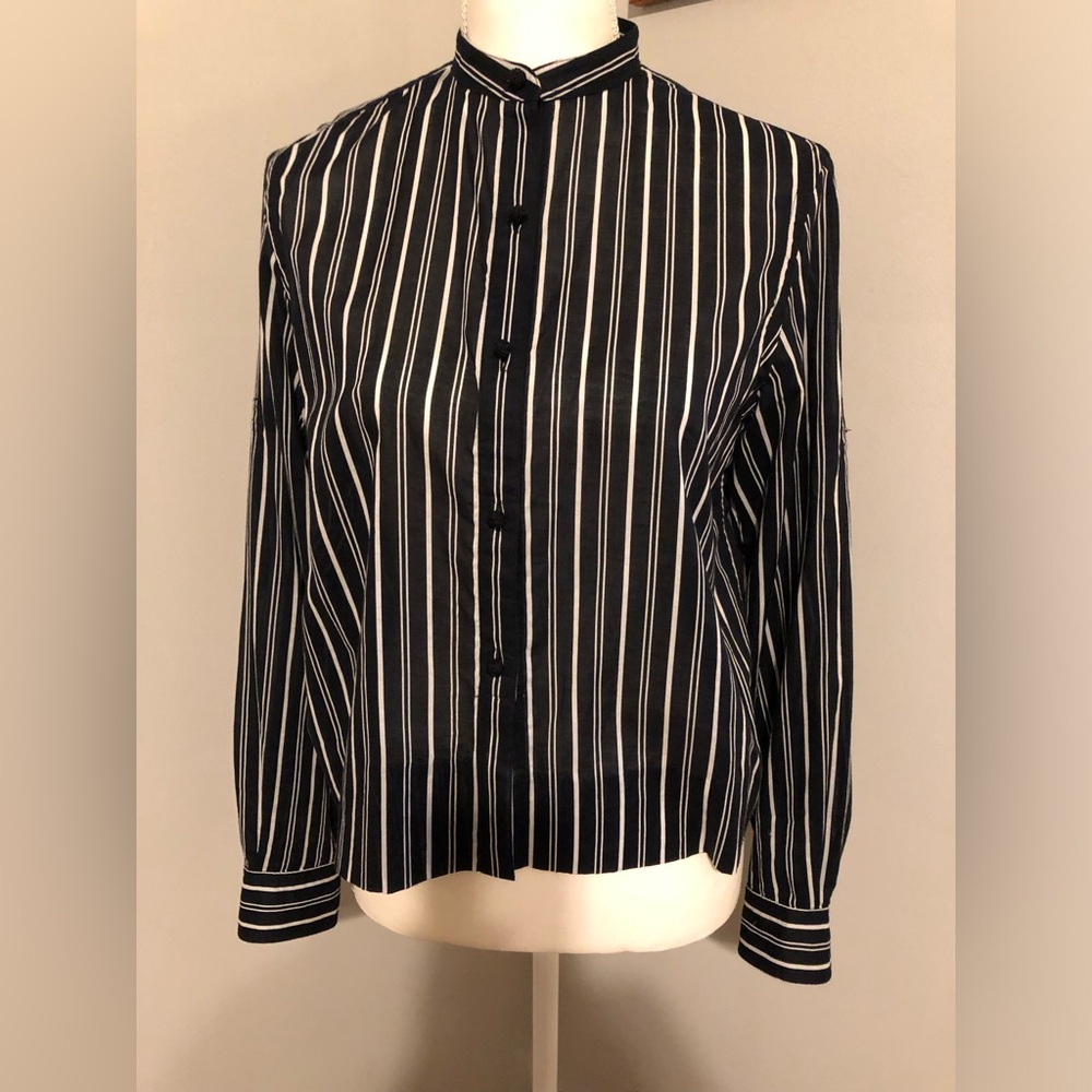 Ralph Lauren Black and White Striped Button Down Shirt